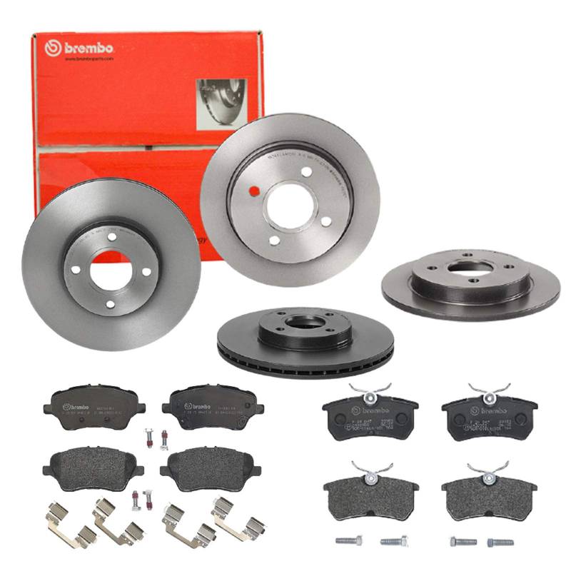 Brembo Bremsscheiben Coated + Beläge Vorne + Hinten für Ford Fiesta WZ Fiesta 6 von Brembo Bundle