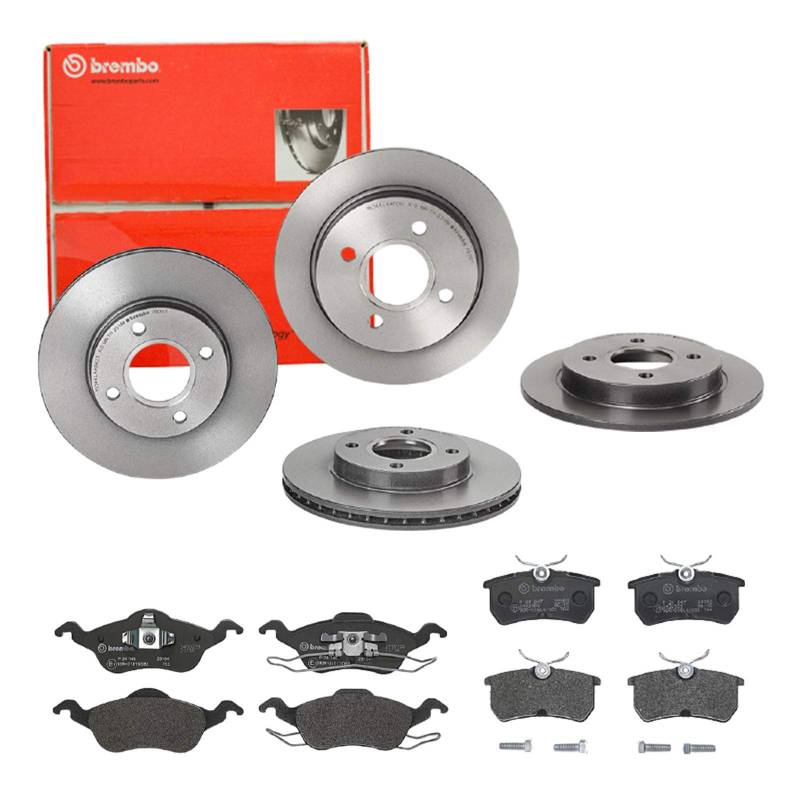 Brembo Bremsscheiben Coated + Beläge Vorne + Hinten für Ford Focus Focus Turnier DNW von Brembo Bundle