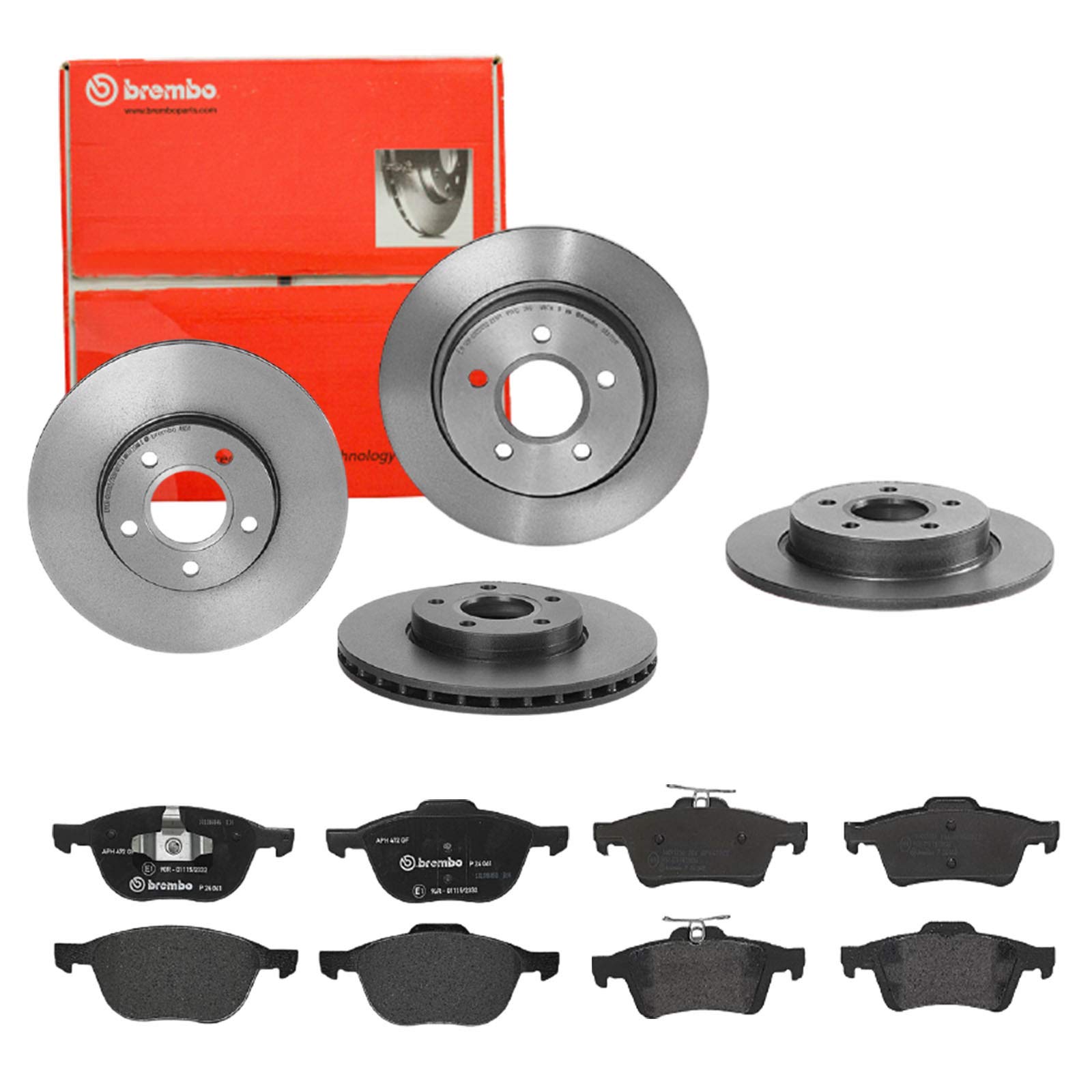 Brembo Bremsscheiben Coated + Beläge Vorne + Hinten für Ford Focus LW Focus 3 von Brembo Bundle