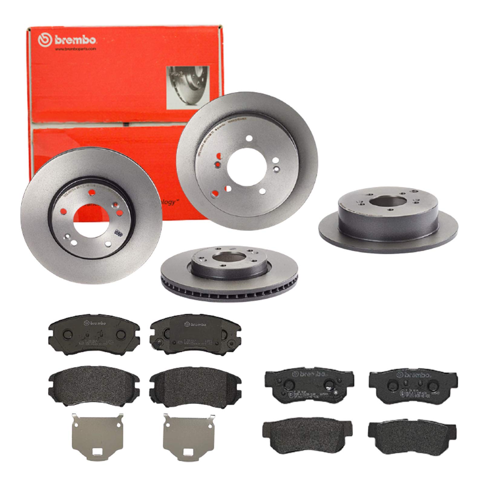 Brembo Bremsscheiben Coated + Beläge Vorne + Hinten für Hyundai Tucson Kia Sportage von Brembo Bundle