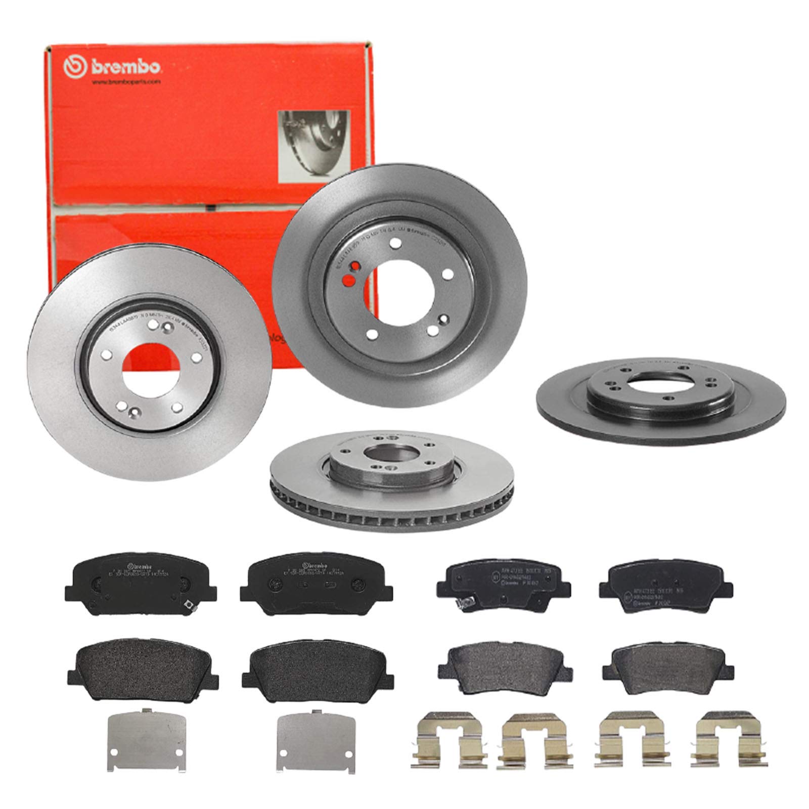 Brembo Bremsscheiben Coated + Beläge Vorne + Hinten für Hyundai i30 Kia cee'd JD von Brembo Bundle