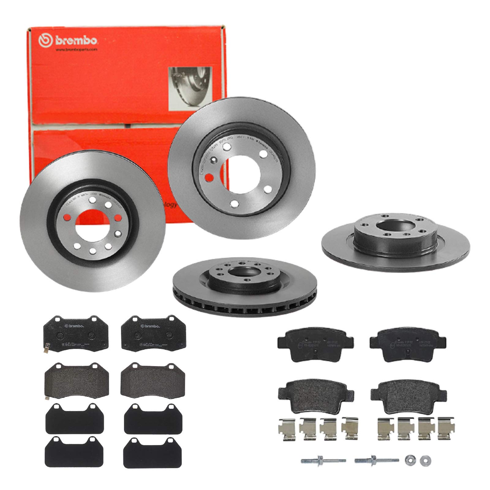 Brembo Bremsscheiben Coated + Beläge Vorne + Hinten für Opel Corsa 500 S07 von Brembo Bundle