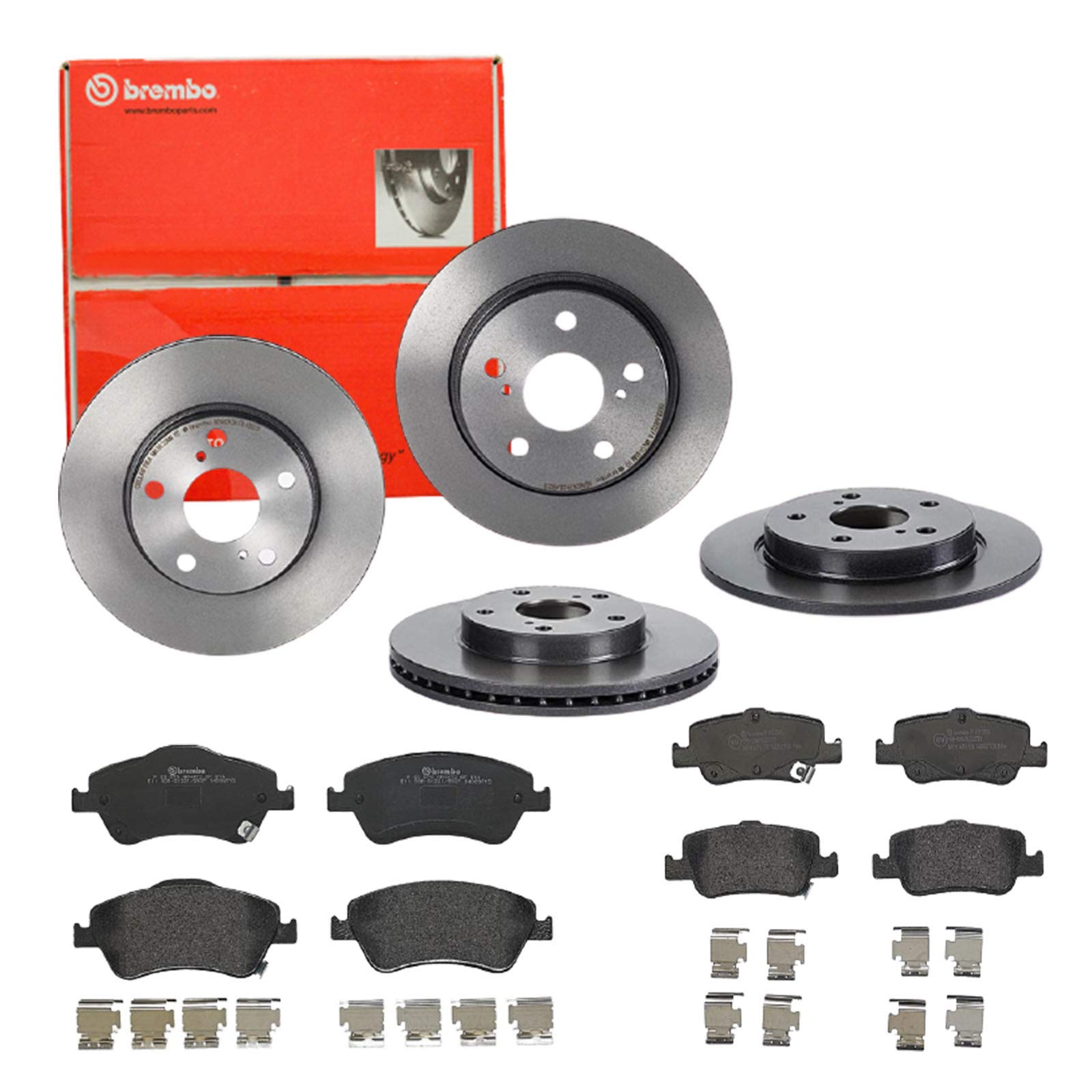 Brembo Bremsscheiben Coated + Beläge Vorne + Hinten für Toyota Auris Corolla von Brembo Bundle