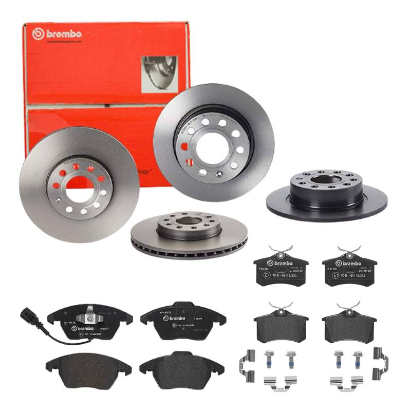 Brembo Bremsscheiben Coated + Beläge Vorne + Hinten für VW Golf 5 1K1 Golf Plus von Brembo Bundle