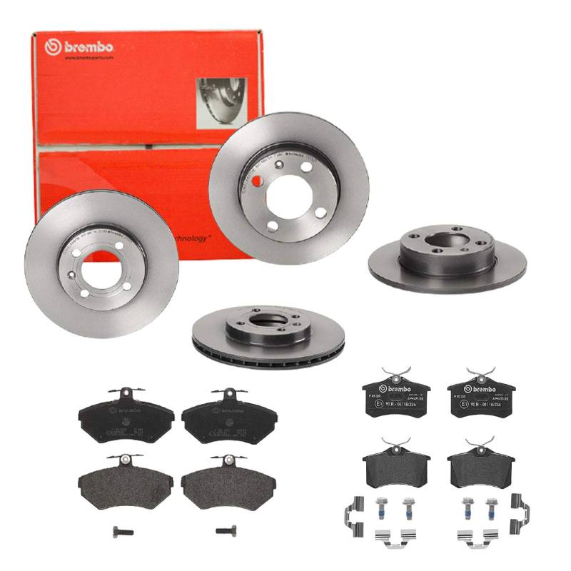 Brembo Bremsscheiben Coated + Beläge Vorne + Hinten für VW Polo 6N2 Polo Variant 6V5 von Brembo Bundle