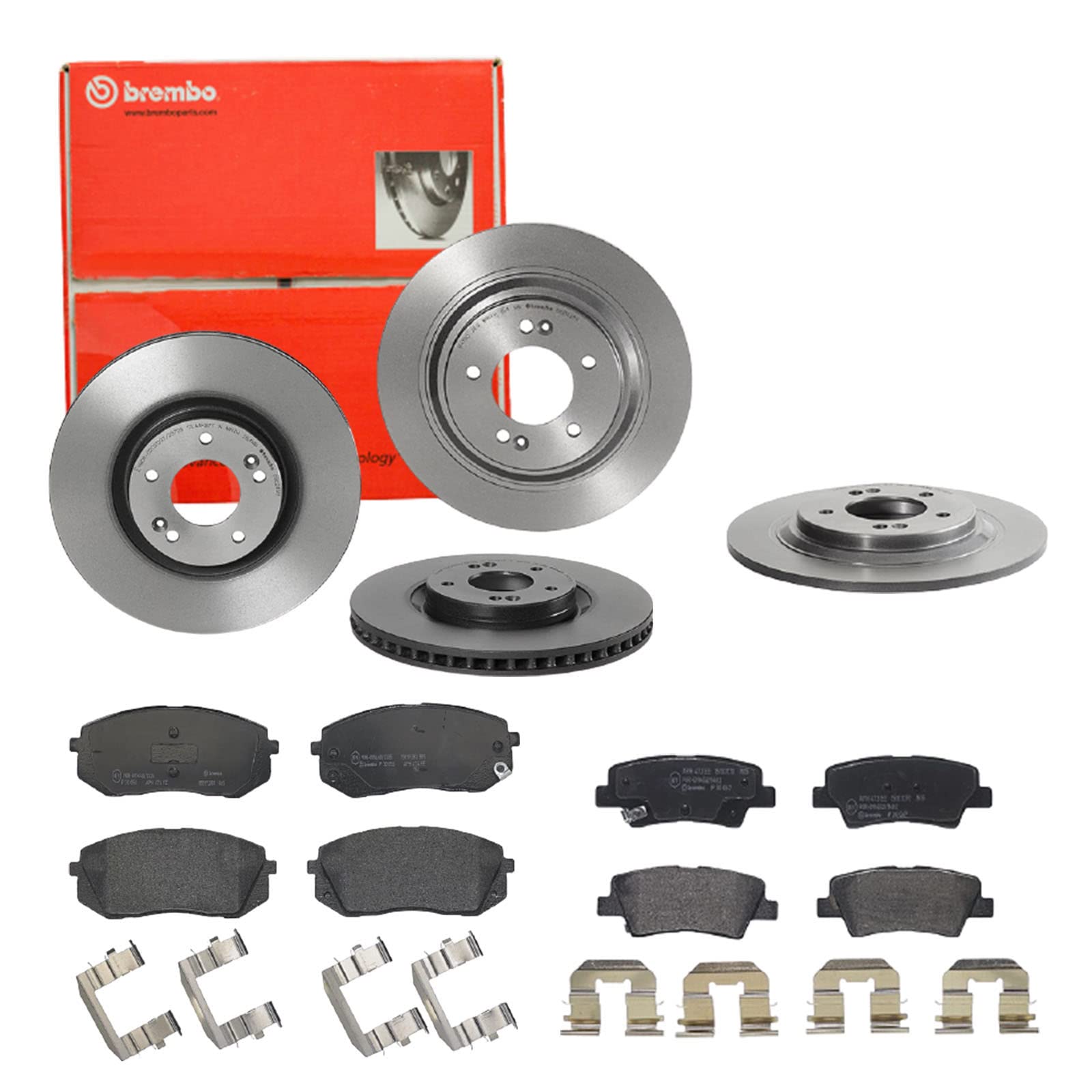 Brembo Bremsscheiben Coated + Beläge Vorne + Hinten passend für Kia Optima Sportswagon JF von Brembo Bundle