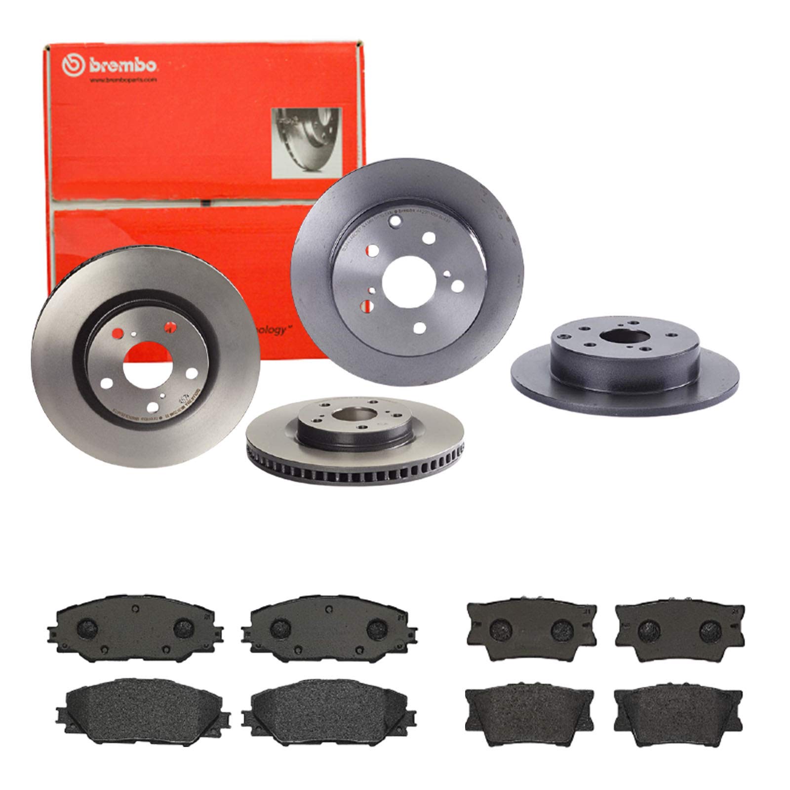 Brembo Bremsscheiben Coated + Beläge Vorne + Hinten passend für Toyota RAV 4 xA3x xA4x von Brembo Bundle