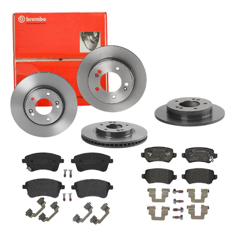 Brembo Bremsscheiben Coated + Bremsbeläge Vorne und Hinten für für Kia Venga YN von Brembo Bundle