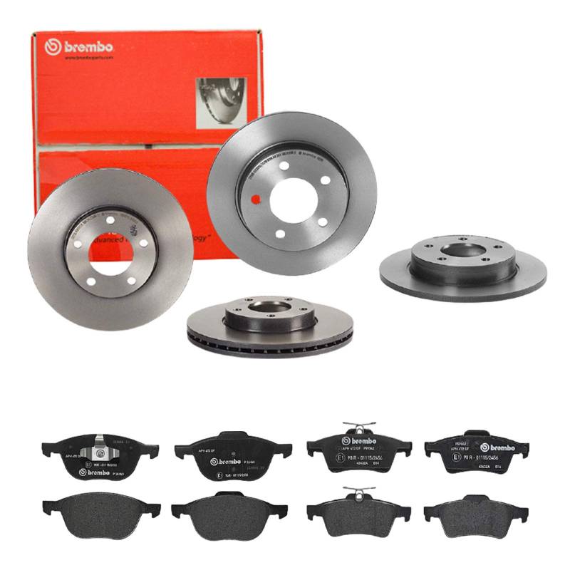 Brembo Bremsscheiben Coated + Bremsbeläge Vorne und Hinten für für Mazda 3 BK BL von Brembo Bundle