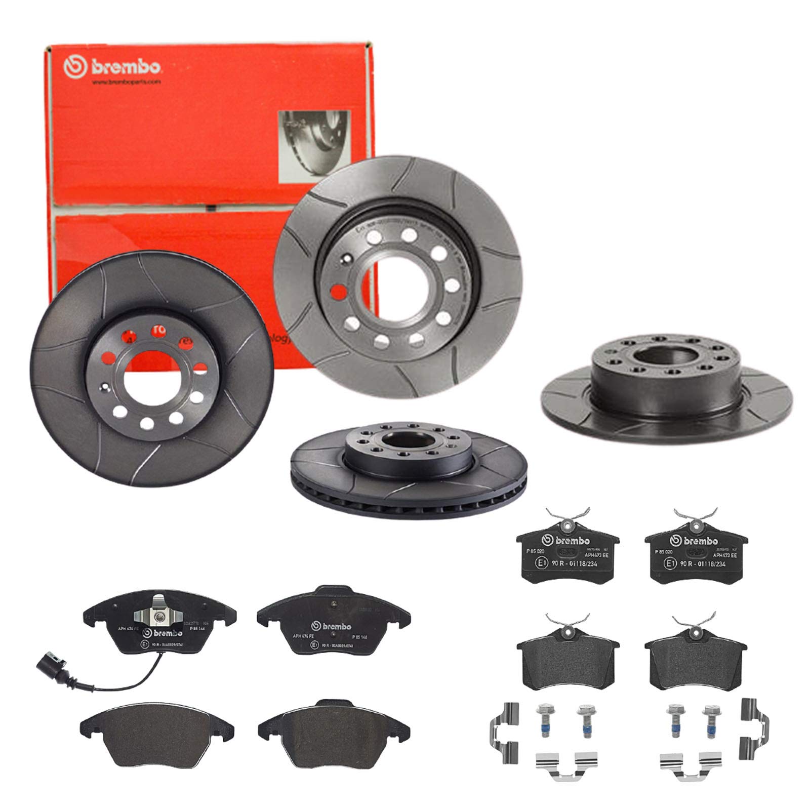 Brembo Bremsscheiben Max Line + Beläge Vorne + Hinten für VW Golf 5 1K1 Golf 6 5K1 von Brembo Bundle