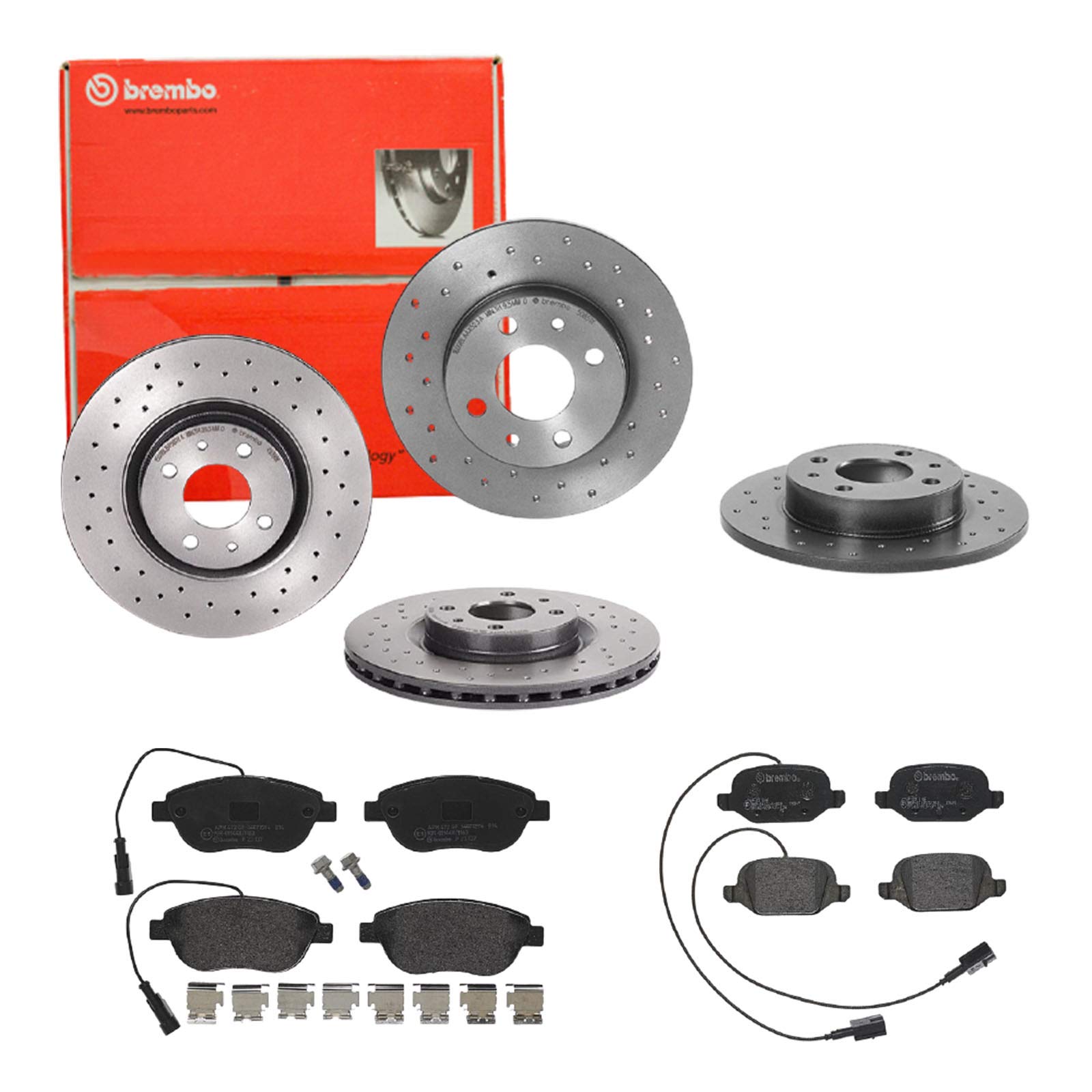 Brembo Bremsscheiben Xtra Line + Beläge Vorne + Hinten Abarth 500 595 695 von Brembo Bundle