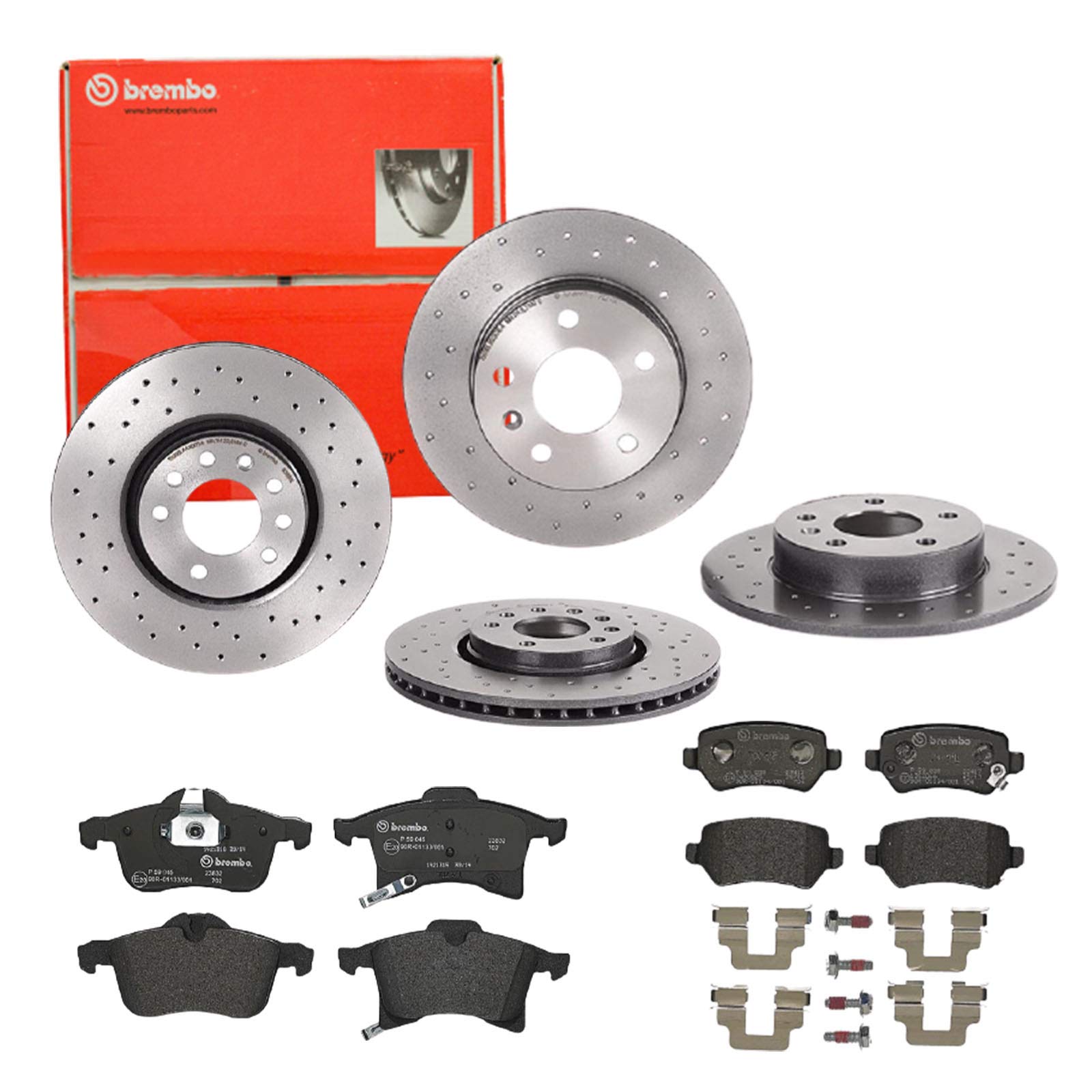 Brembo Bremsscheiben Xtra Line + Beläge Vorne + Hinten Opel Astra H A04 von Brembo Bundle