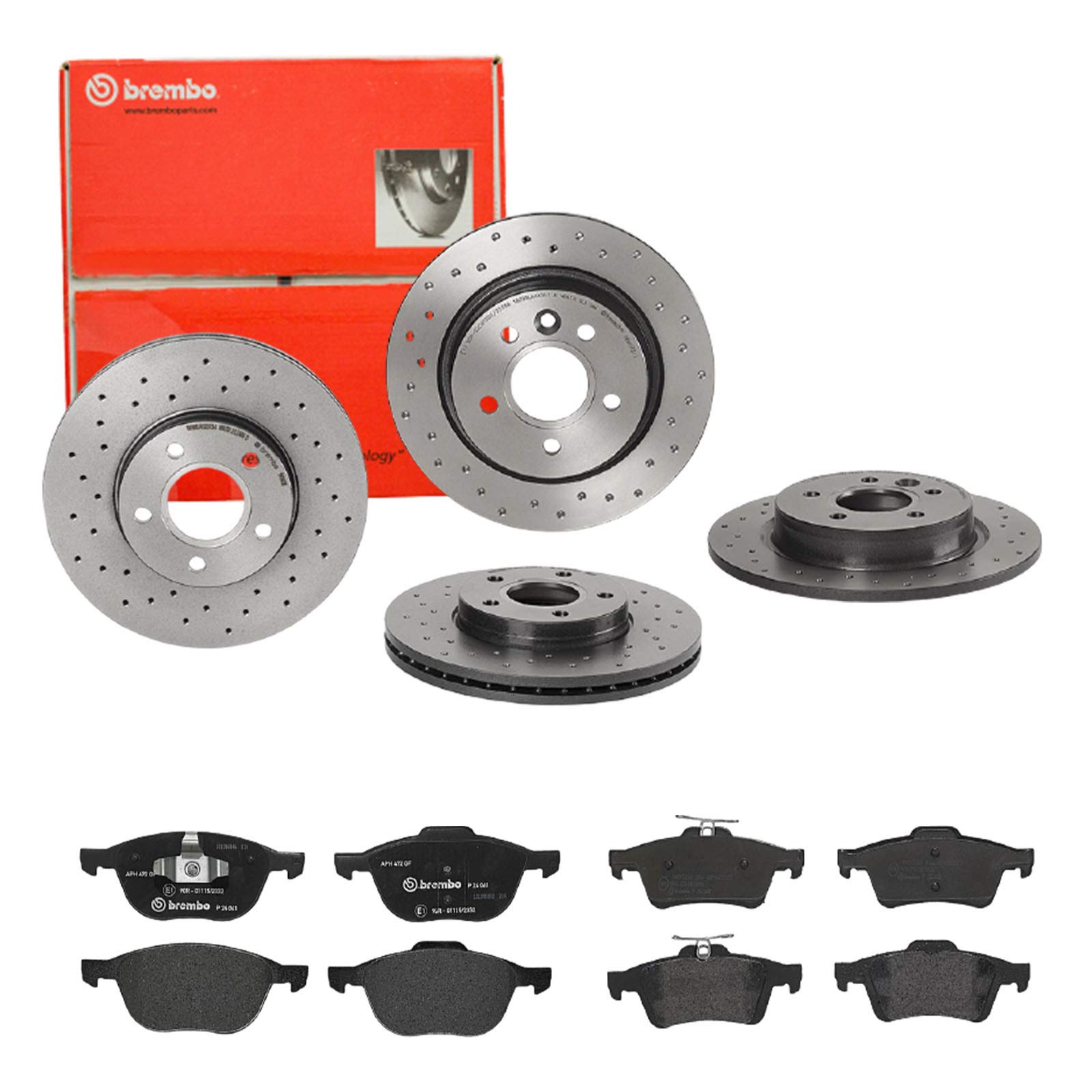 Brembo Bremsscheiben Xtra Line + Beläge Vorne + Hinten Volvo C30 533 V50 545 von Brembo Bundle