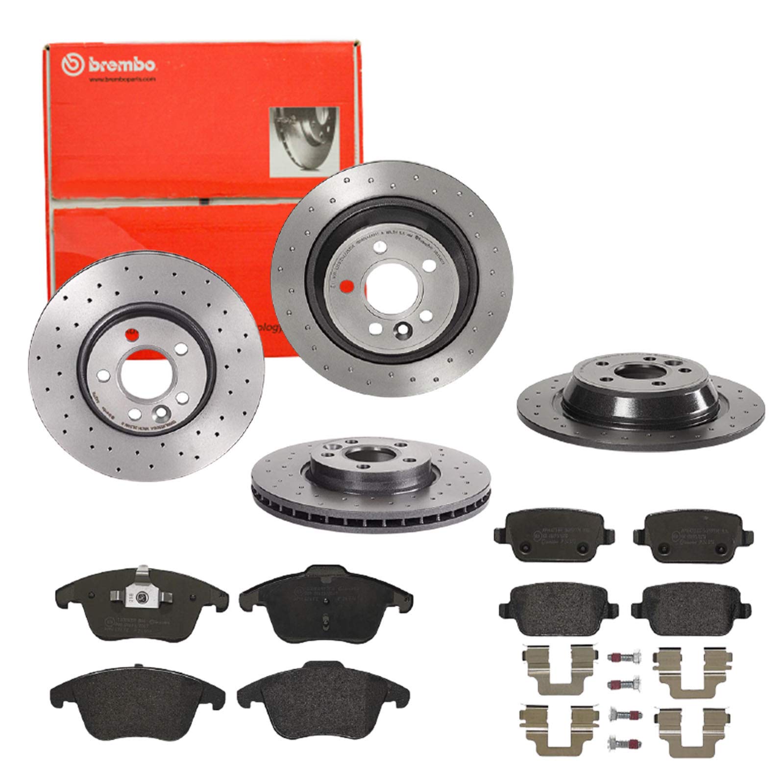 Brembo Bremsscheiben Xtra Line + Beläge Vorne + Hinten für Ford Galaxy WA6 S-Max WA6 von Brembo Bundle