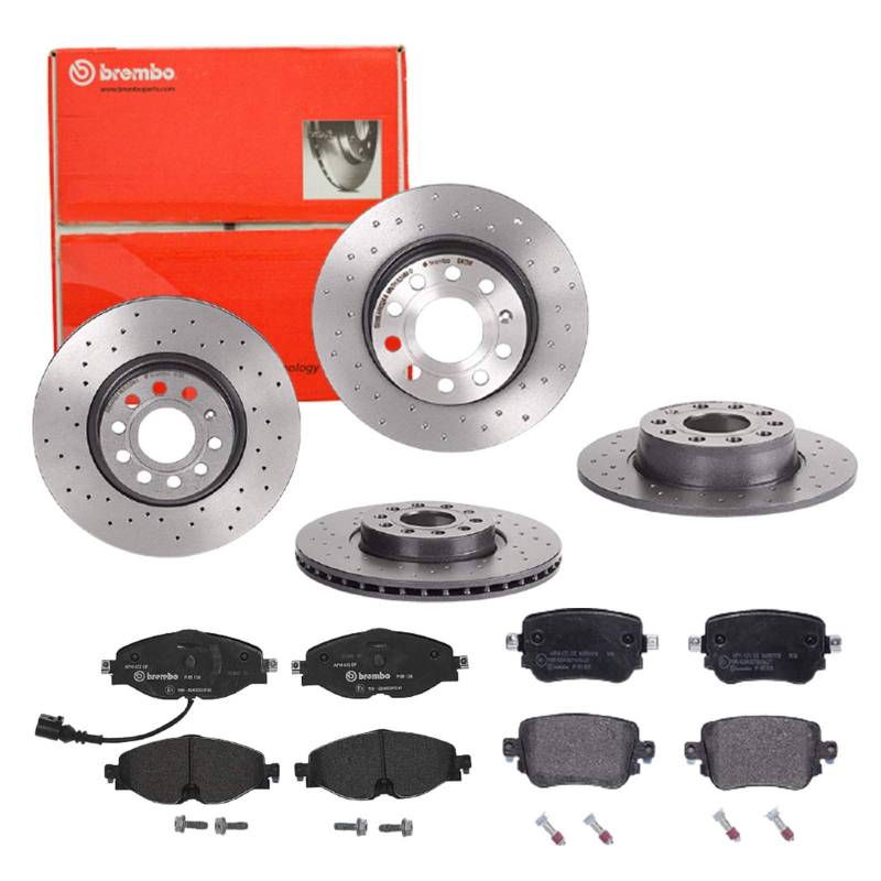 Brembo Bremsscheiben Xtra Line + Beläge Vorne + Hinten für Skoda Octavia 3 5E5 von Brembo Bundle