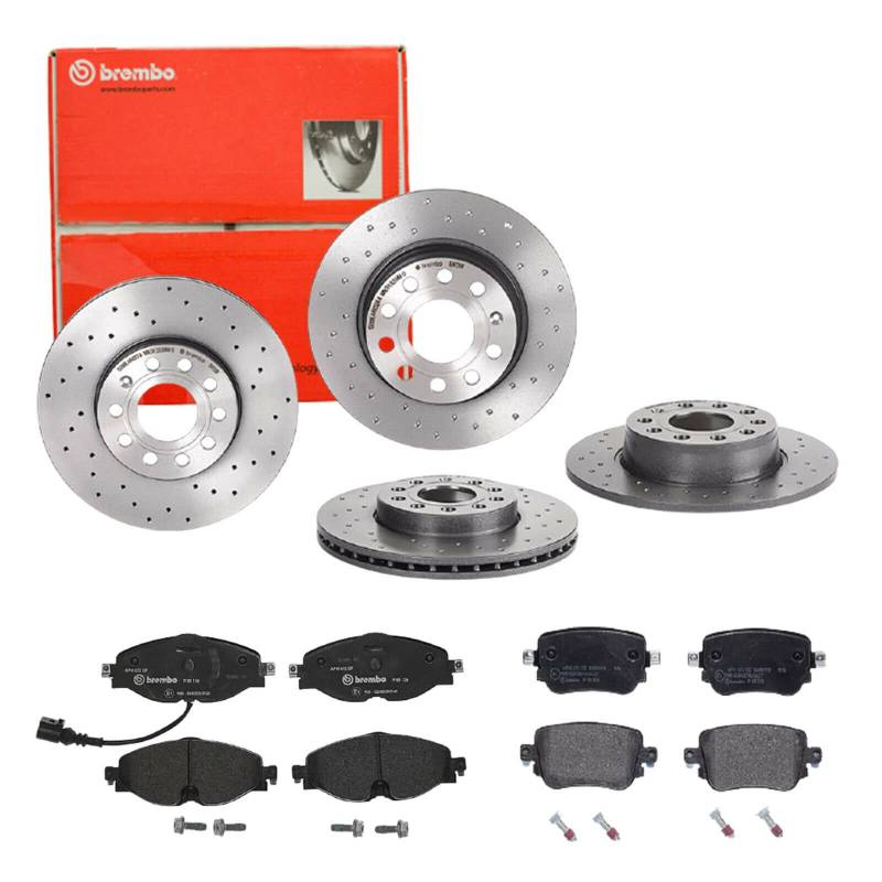 Brembo Bremsscheiben Xtra Line + Beläge Vorne + Hinten für Skoda Octavia 3 5E5 von Brembo Bundle