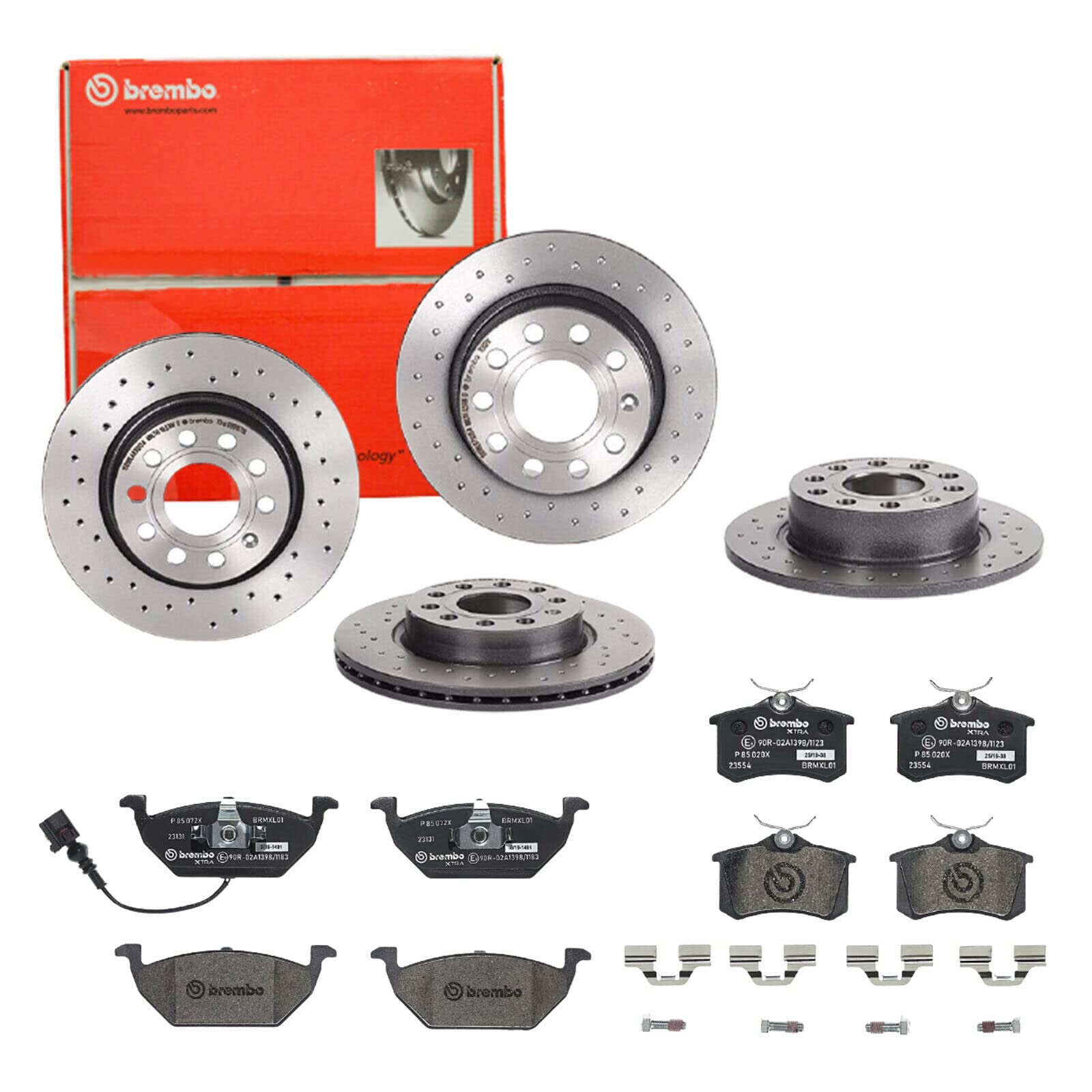 Brembo Bremsscheiben Xtra Line + Beläge Vorne + Hinten für VW Golf 5 1K1 Golf 6 5K1 von Brembo Bundle