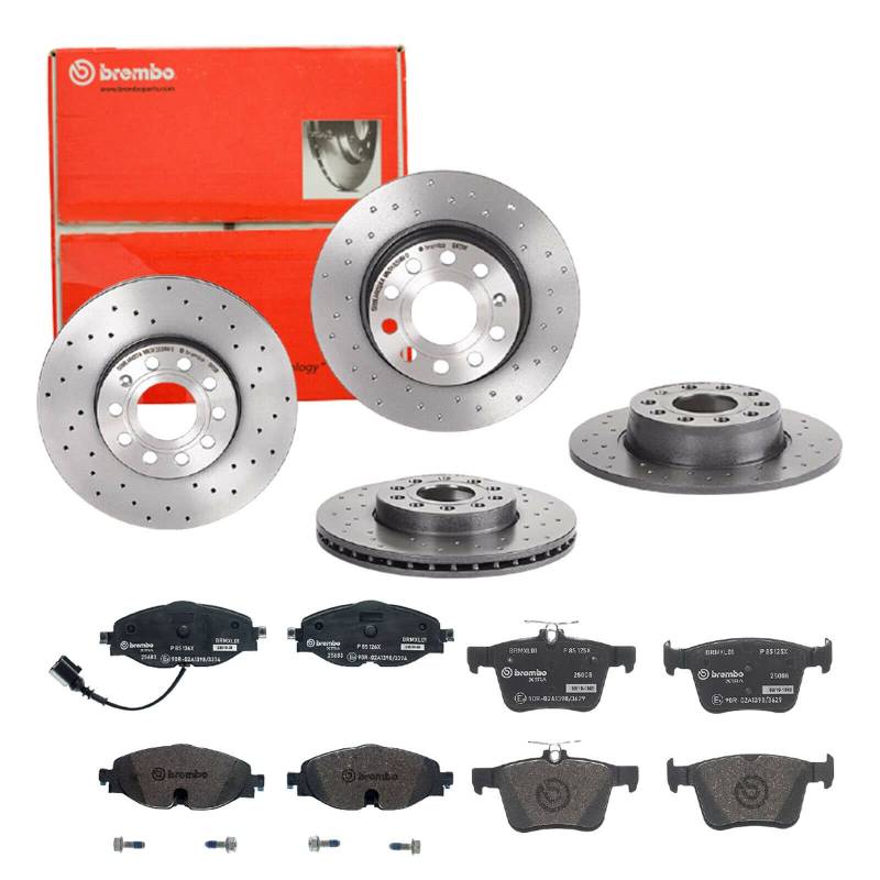 Brembo Bremsscheiben Xtra Line + Beläge Vorne + Hinten für VW Golf 7 Golf Sportsvan von Brembo Bundle