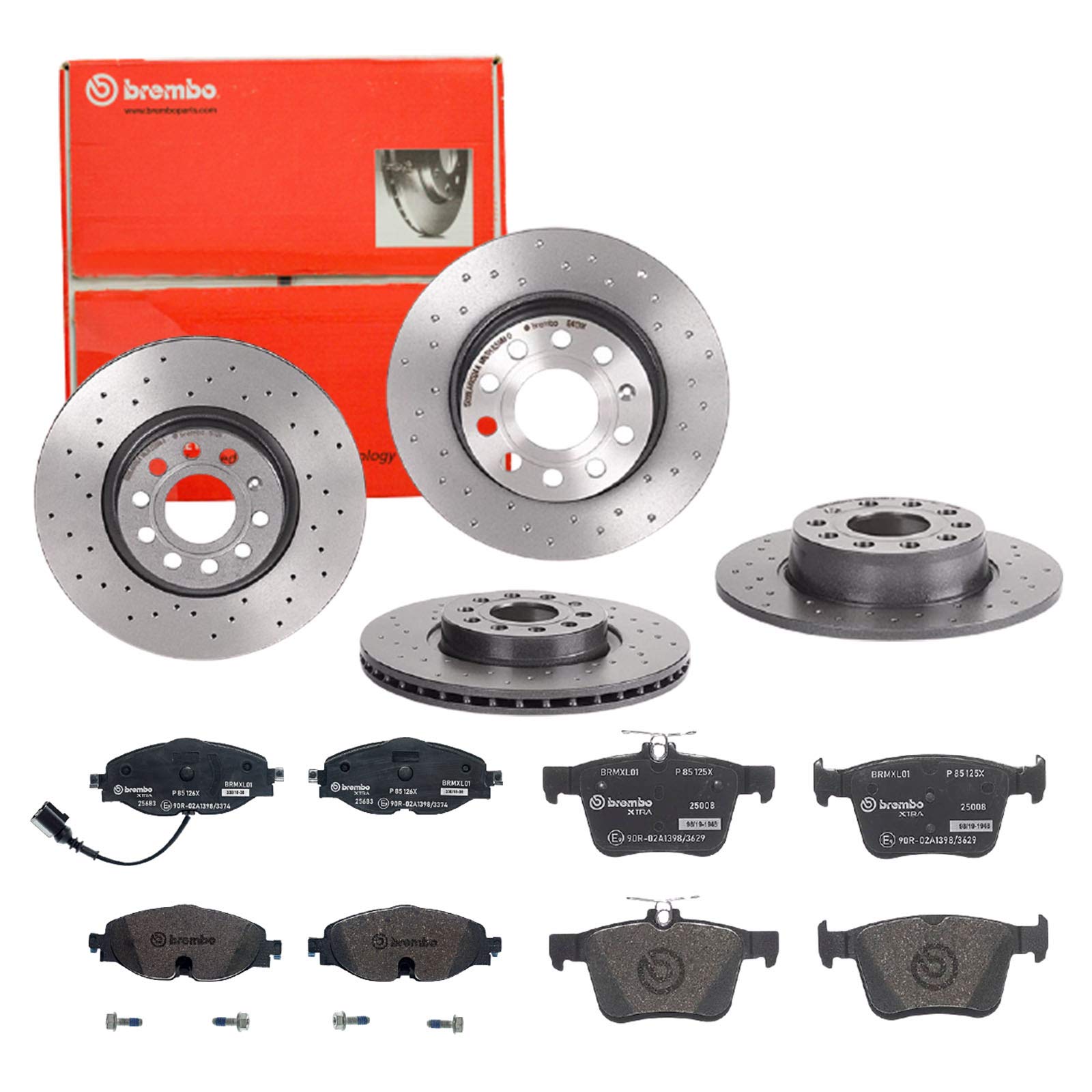 Brembo Bremsscheiben Xtra Line + Beläge Vorne + Hinten für VW Golf 7 Golf Sportsvan von Brembo Bundle