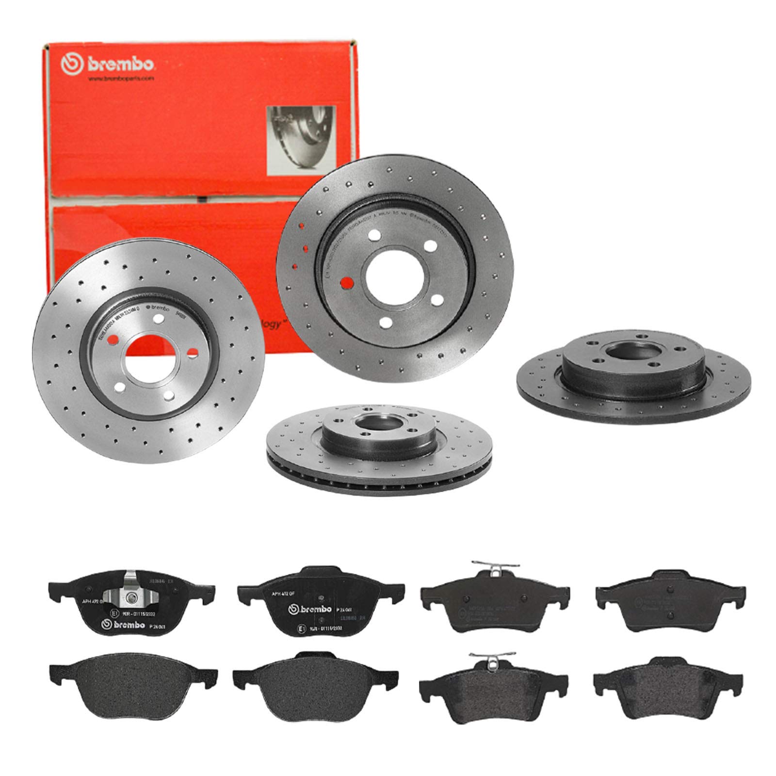 Brembo Bremsscheiben Xtra Line + Beläge Vorne + Hinten passend für Ford Focus LW Focus 3 von Brembo Bundle