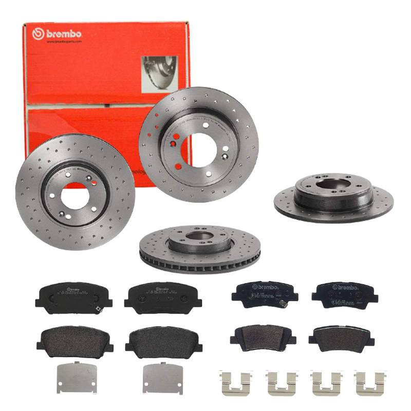 Brembo Bremsscheiben Xtra Line + Beläge Vorne + Hinten passend für Hyundai Veloster FS i30 von Brembo Bundle