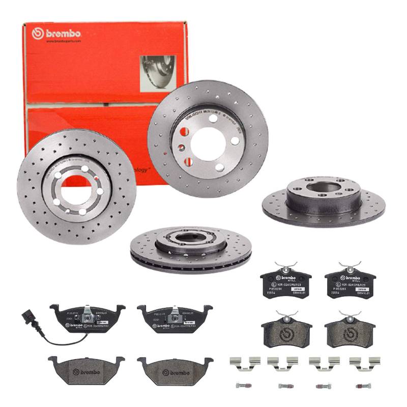 Brembo Bremsscheiben Xtra Line + Beläge Vorne + Hinten passend für VW Golf 4 1J Polo 9Nx von Brembo Bundle