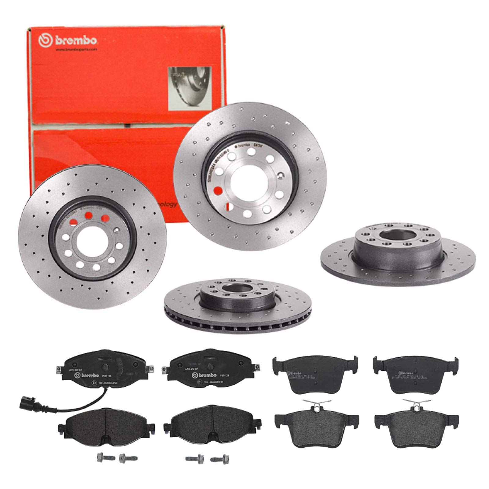 Brembo Bremsscheiben Xtra Line + Beläge Vorne + Hinten für VW Golf 7 Sportsvan von Brembo Bundle