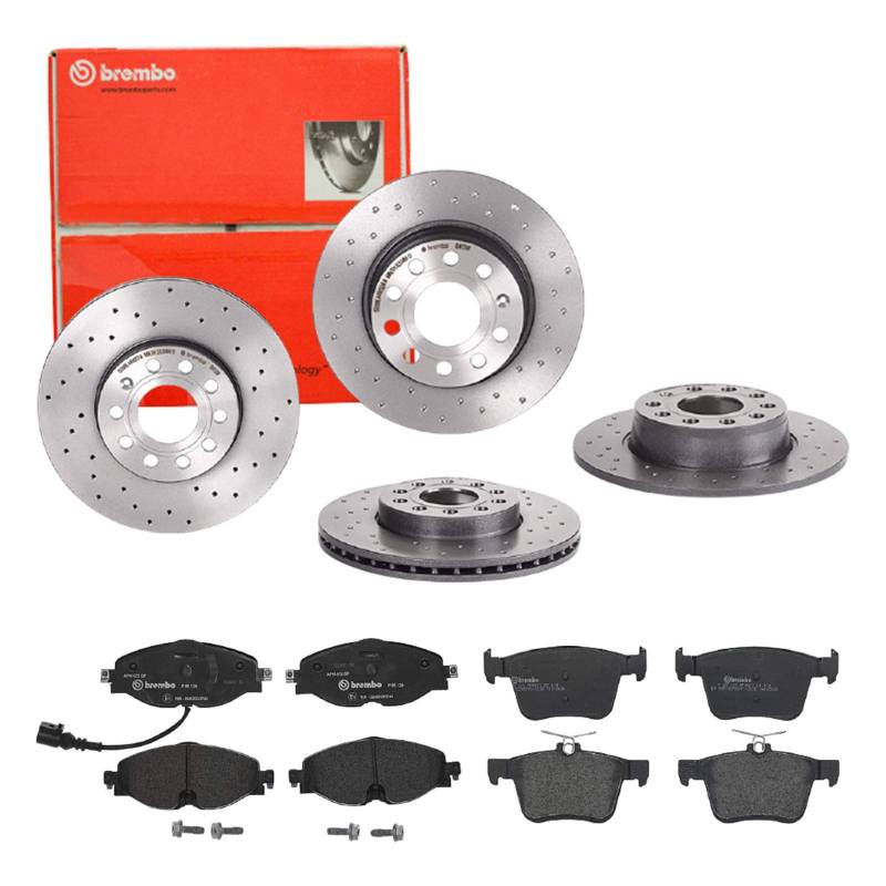 Bremsen Set Bremsscheiben Xtra Line + Beläge Vorne + Hinten für VW Golf 7 Sportsvan von Brembo Bundle