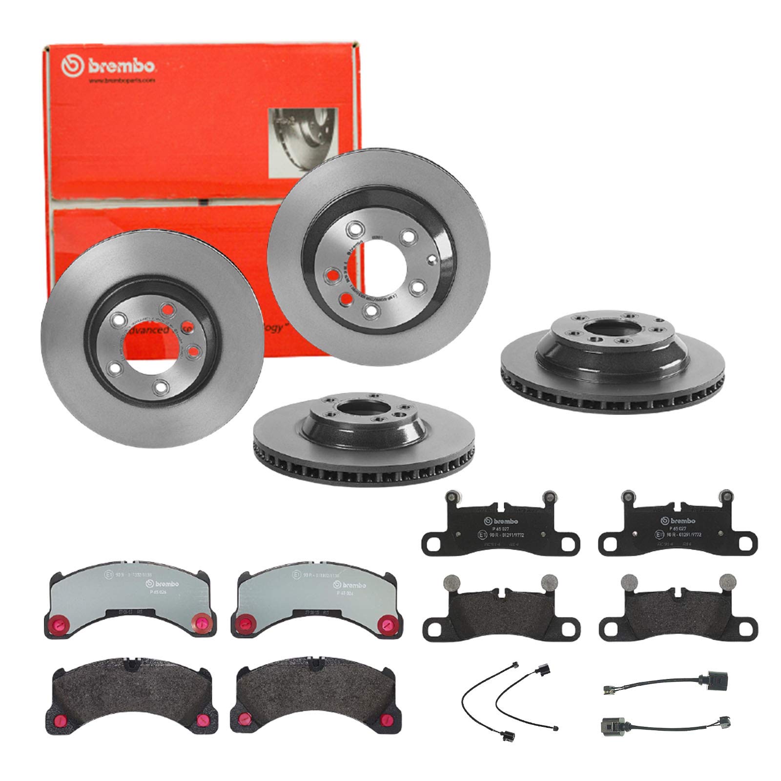 Bremsen Set Bremsscheiben + Beläge VA + HA für Porsche Cayenne 1KZ / 2EE / 1LN / 1KY von Brembo Bundle