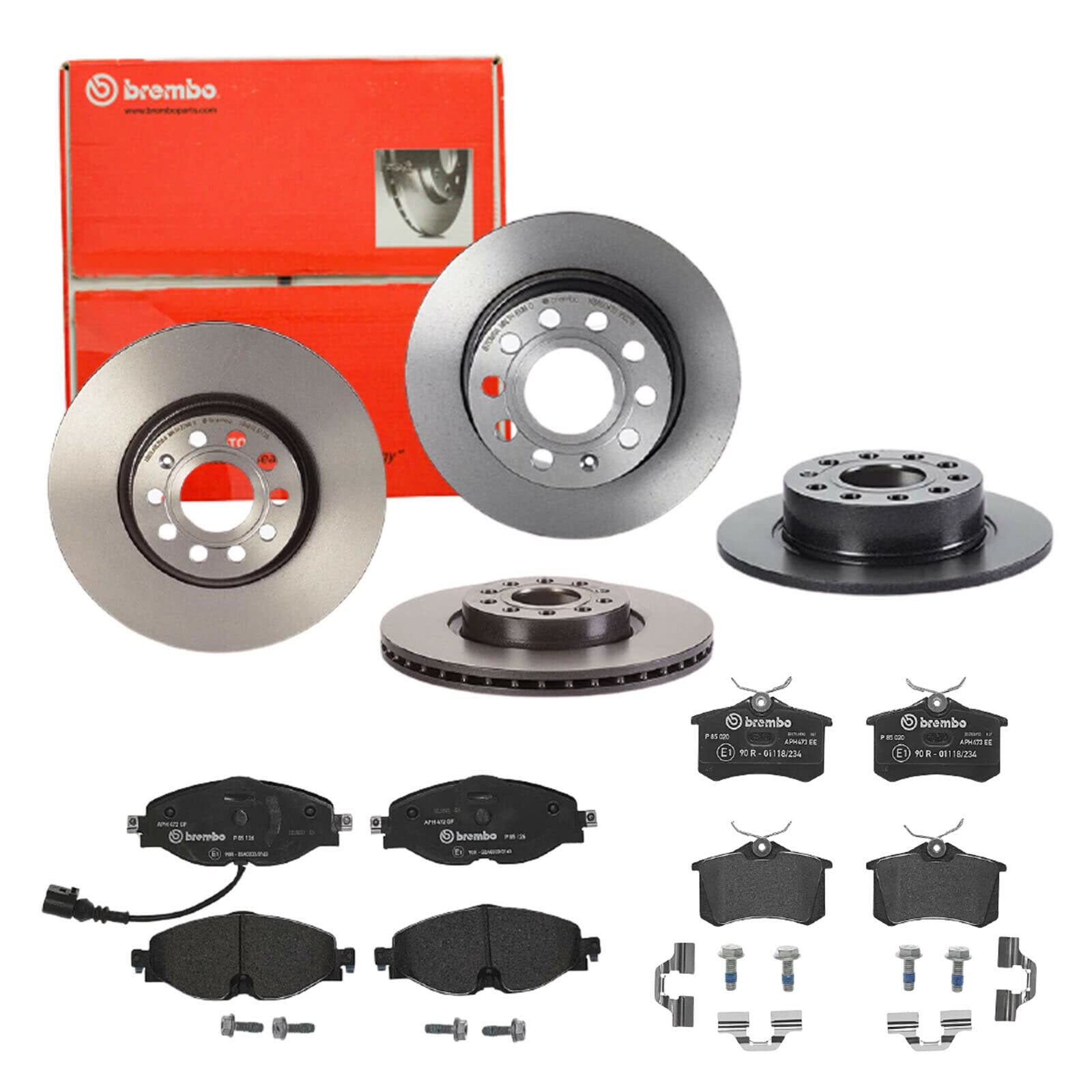 Bremsen Set Bremsscheiben Bremsbeläge Brembo Vorne und Hinten für für Skoda Octavia Seat von Brembo Bundle