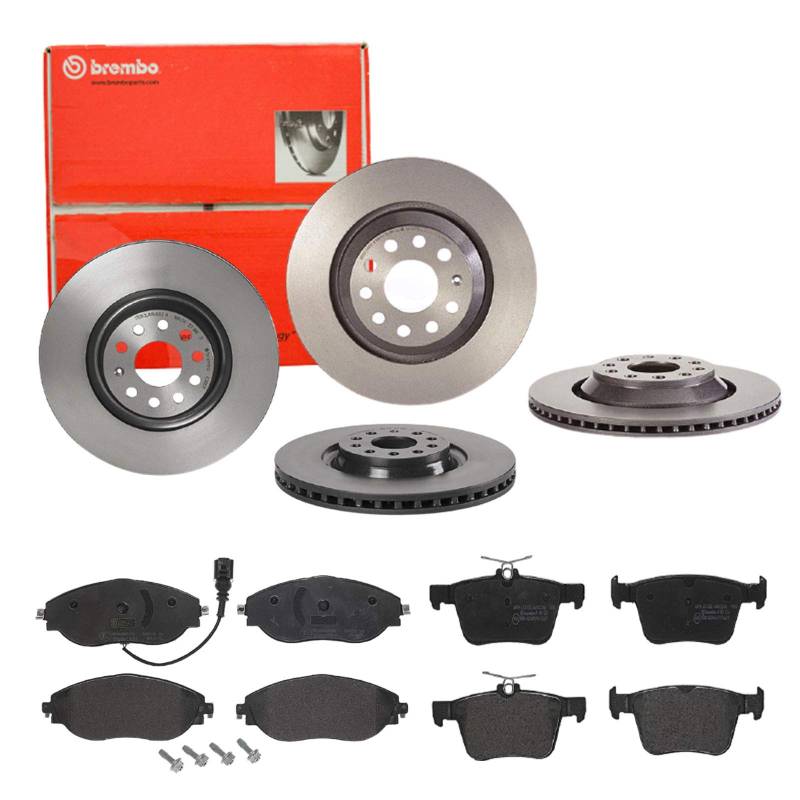 Bremsen Set Bremsscheiben Bremsbeläge Brembo vorne hinten VW Golf 7 Tiguan AD1 von Brembo Bundle