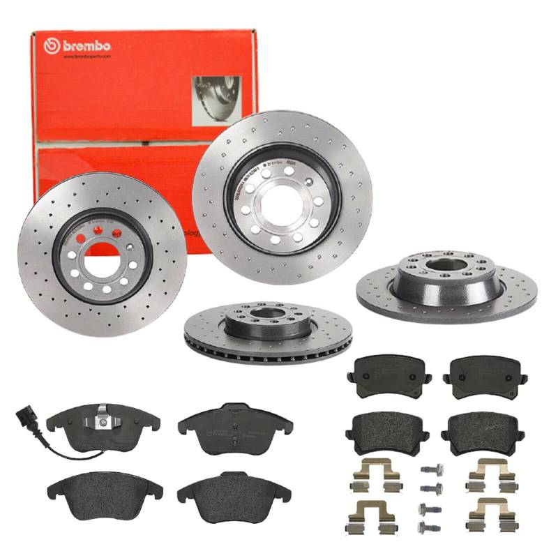 Bremsen Set Bremsscheiben Bremsbeläge Brembo vorne hinten für für VW Sharan Tiguan von Brembo Bundle