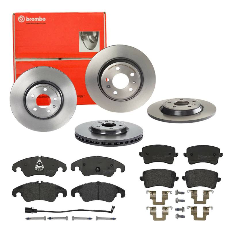 Bremsen Set Bremsscheiben Bremsbeläge Brembo vorne hinten für für A4 Allroad Avant von Brembo Bundle