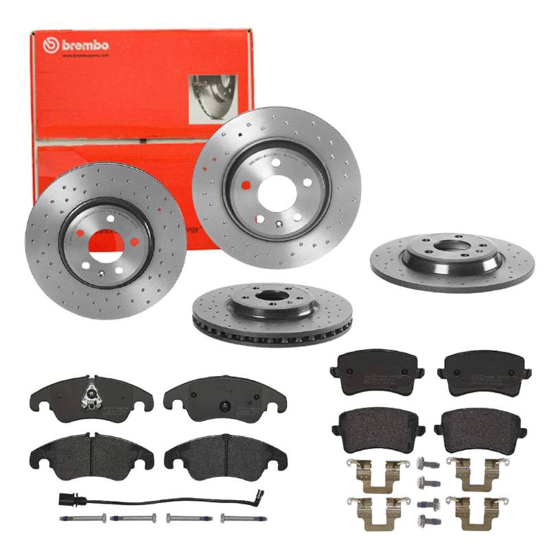 Bremsen Set Bremsscheiben Bremsbeläge Brembo vorne hinten für für A4 Allroad Avant von Brembo Bundle