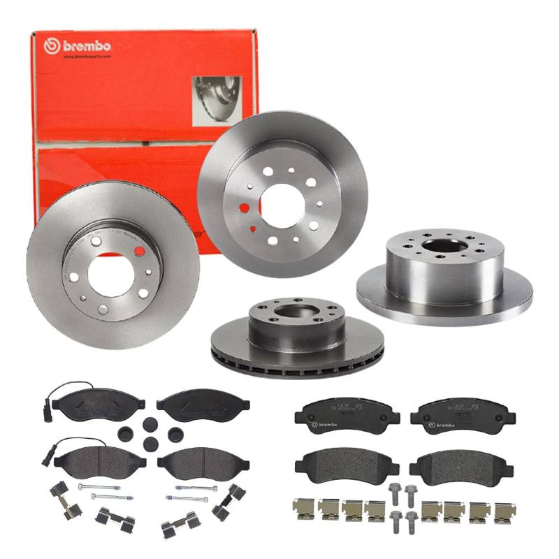 Bremsen Set Bremsscheiben Bremsbeläge Brembo vorne hinten für für Fiat Ducato Citroen von Brembo Bundle