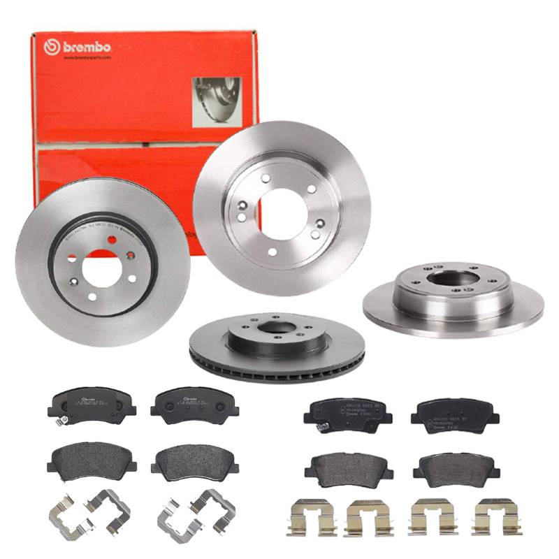 Bremsen Set Bremsscheiben Bremsbeläge Brembo vorne hinten für für Hyundai i20 Kia Rio 3 von Brembo Bundle