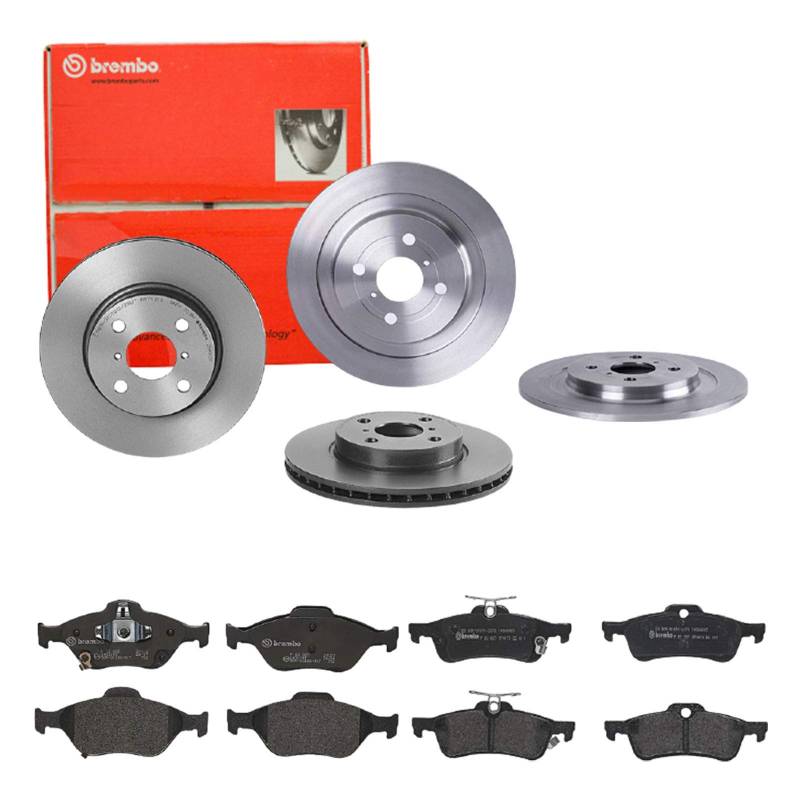 Bremsen Set Bremsscheiben Bremsbeläge Brembo vorne und hinten für passend für Toyota Yaris von Brembo Bundle