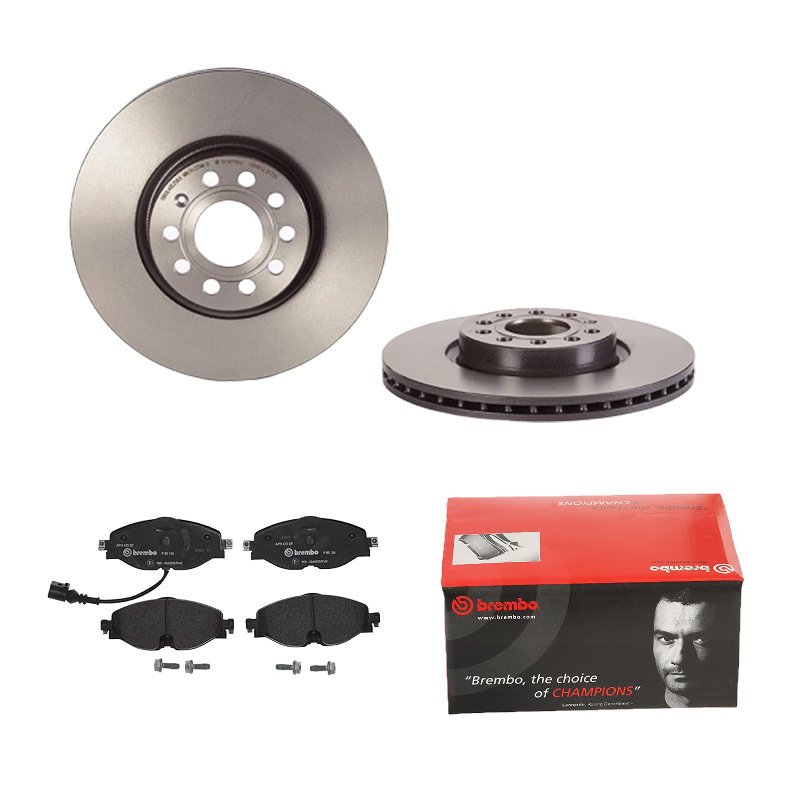 Bremsen Set Bremsscheiben belüftet + Beläge vorne für VW Passat PR-Nummer 1ZA, 1ZD von Brembo Bundle