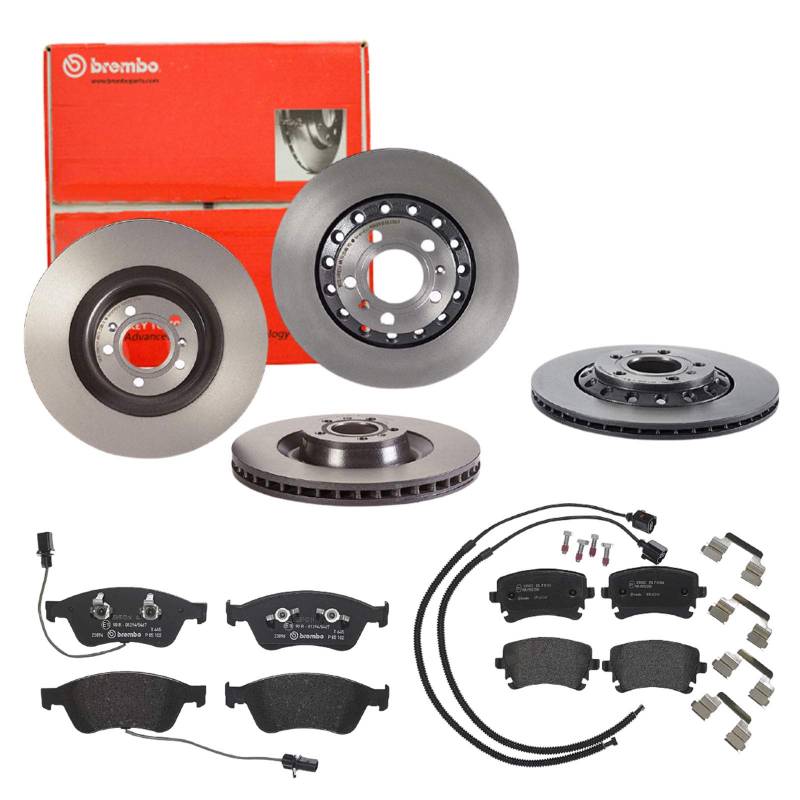 Bremsen Set Bremsscheiben und Bremsbeläge Brembo vorne hinten passend für VW Phaeton 3D_ von Brembo Bundle