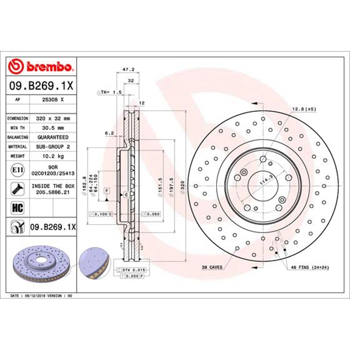 BREMBO 09.B269.1X Bremsscheibe von Brembo