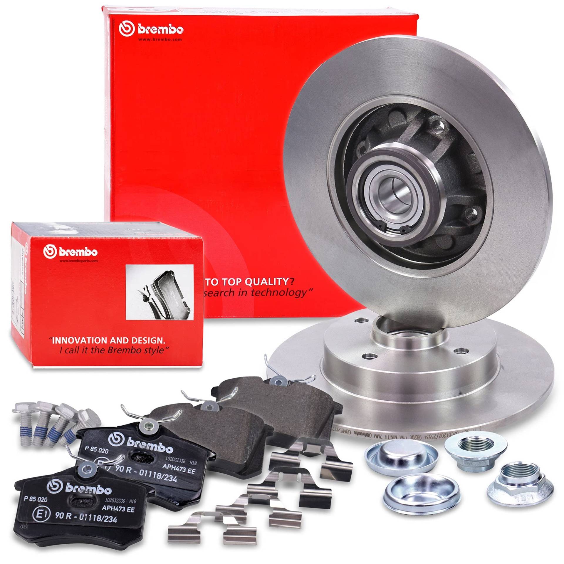 BREMBO Set di freni asse posteriore incl. dischi freno posteriori Ø 249 mm completi e pastiglie freno posteriori Compatibile con CITROËN C4 II (NC_), DS4 (NX_), DS DS 4 (NX_), PEUGEOT 308 von Brembo