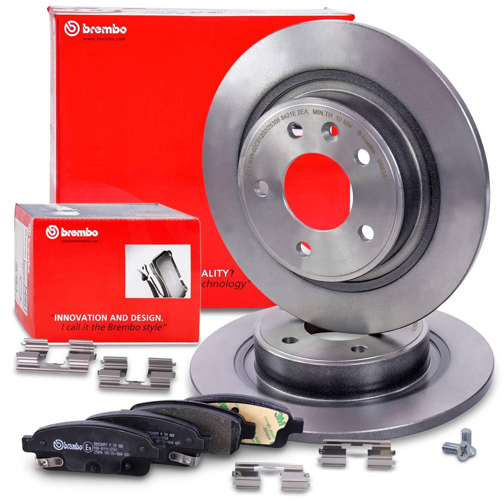 BREMBO Coated Disc Line Bremsenset Hinterachse inkl. Bremsscheiben Hinten Ø 292 mm Voll und Bremsbeläge Hinten von Brembo