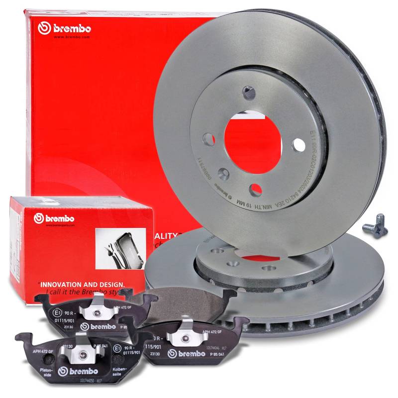 BREMBO Set di freni Coated Disc Line asse anteriore, inclusi dischi freno anteriori Ø 256 mm ventilati e pastiglie freno anteriori Compatibile con SEAT Mii (KF1, KE1), SKODA CITIGO (NF1), VW LOAD UP von Brembo