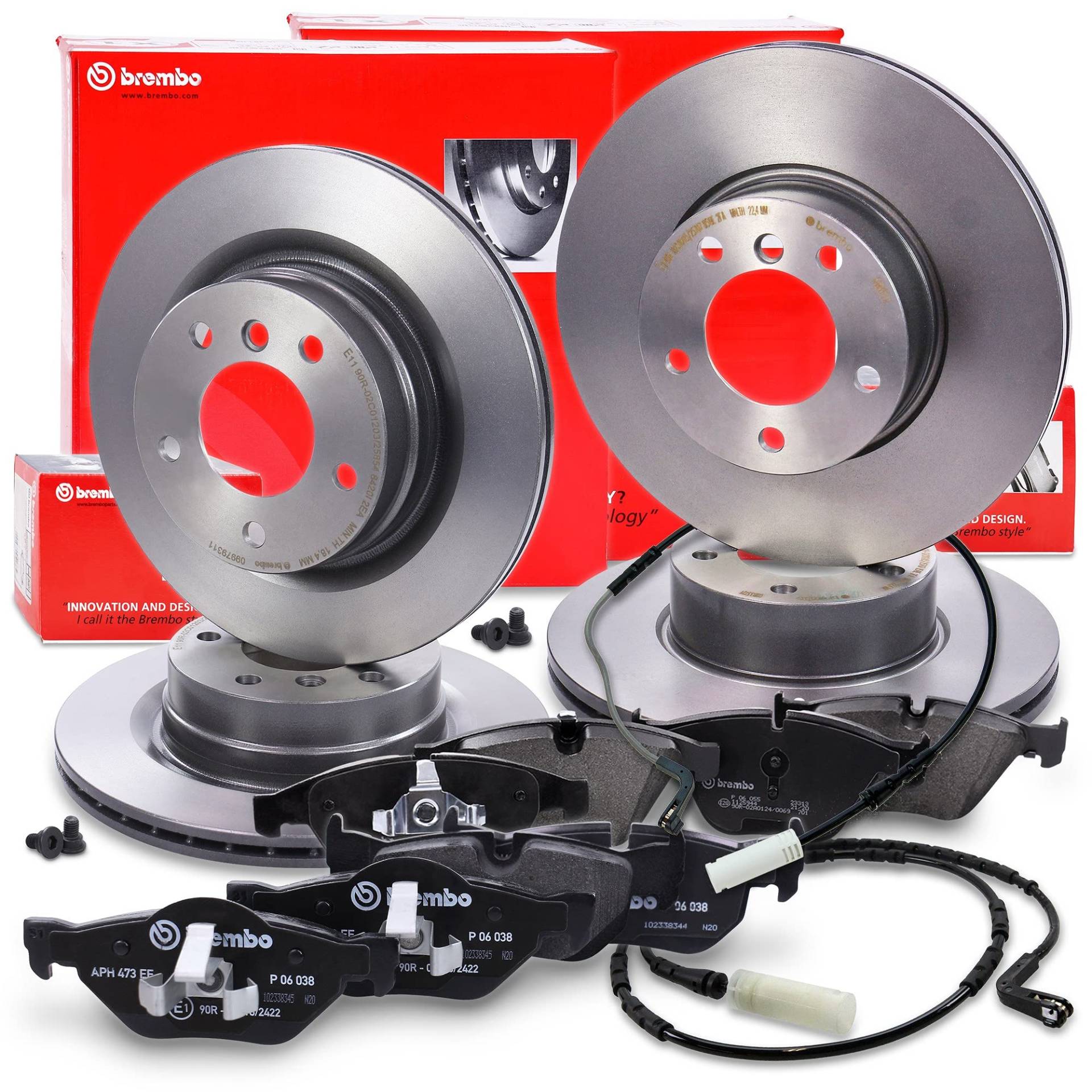 BREMBO Set freni Coated Disc Line incl. dischi freno anteriori Ø 312 mm ventilati + posteriori Ø 300 mm ventilati + pastiglie freno anteriori e posteriori compatibile con BMW Serie 3 (E90) (E93) (E91) von Brembo