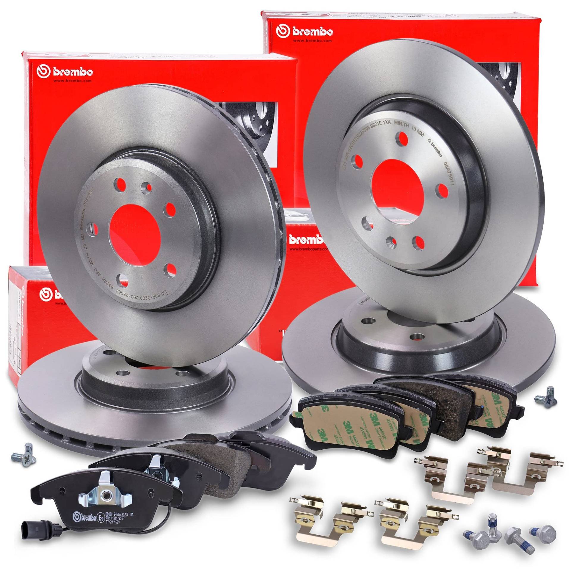 BREMBO Set di freni Coated Disc Line incl. dischi freno anteriori Ø 314 mm ventilati + posteriori Ø 300 mm pieni + pastiglie freno anteriori e posteriori + contatto di usura von Brembo