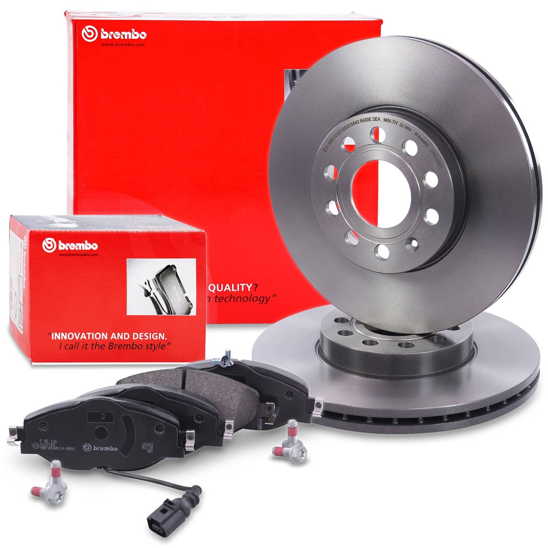 BREMBO Set di freni Coated Disc Line per asse anteriore, inclusi dischi freno anteriori Ø 288 mm ventilati e pastiglie freno anteriori von Brembo