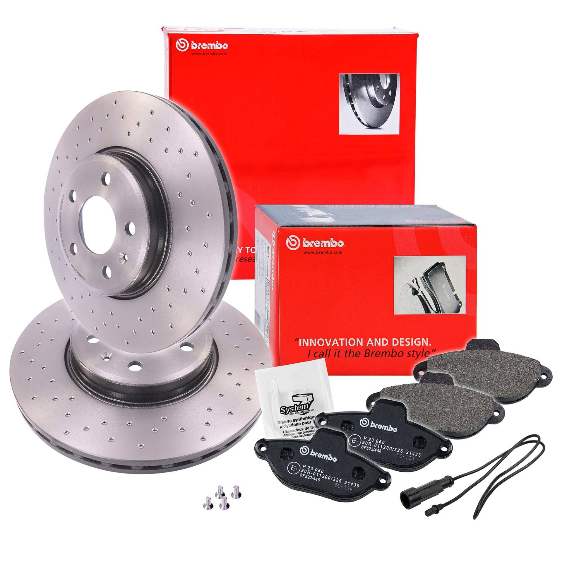 BREMBO Set di freni XTRA LINE asse anteriore incl. dischi freno sportivi forati anteriori Ø 314 mm ventilati e pastiglie freno anteriori , Compatibile con AUDI A4 B8 (8K2) (8K5), A5 (8T3) (8F7) (8TA) von Brembo