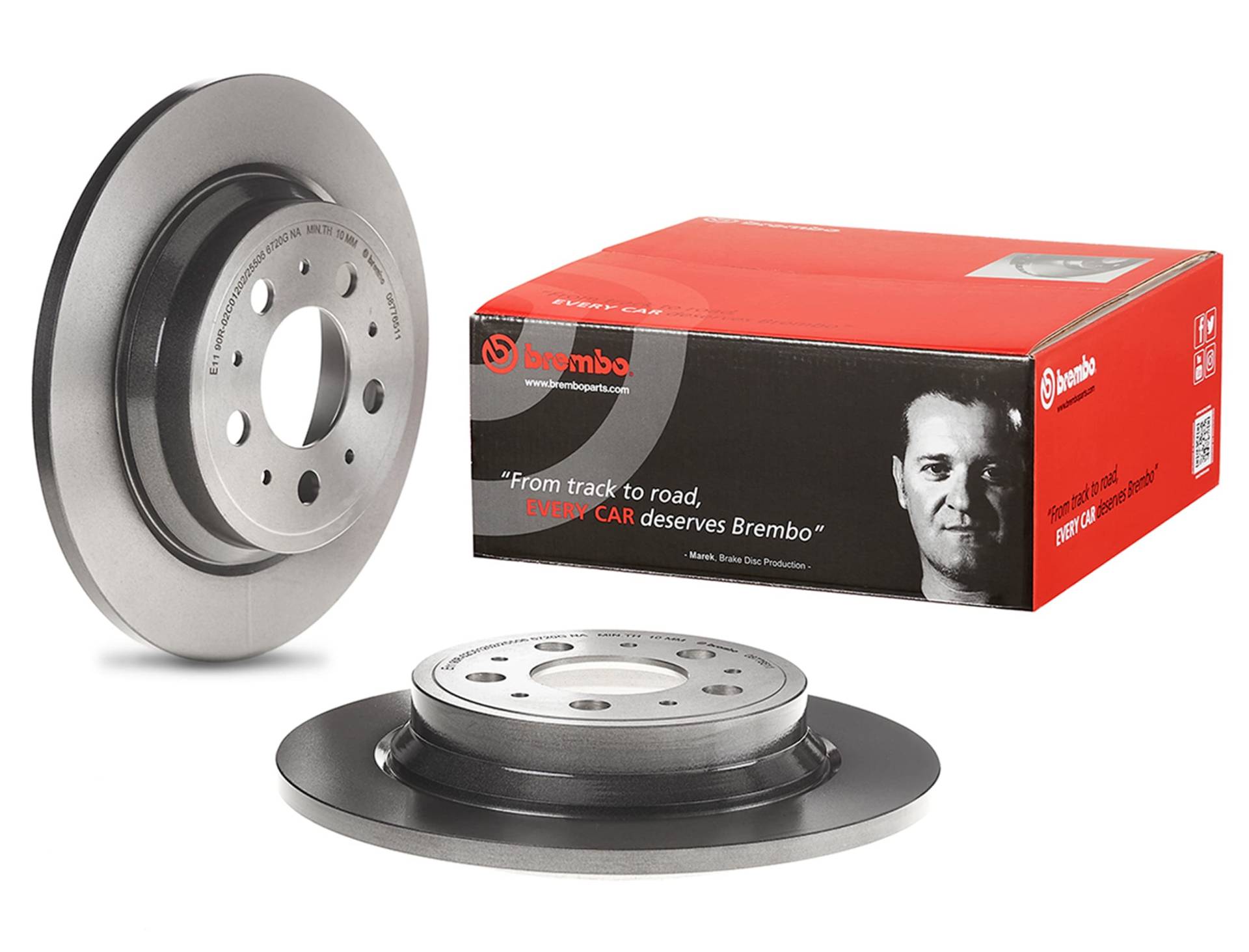 Brembo 08.7765.11 Hintere Bremsscheibe mit UV Lackierung, Anzahl 2 von Brembo