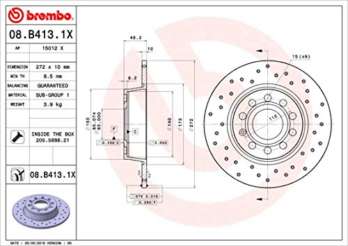 Brembo 08.B413.1X - Bremsscheibe von Brembo