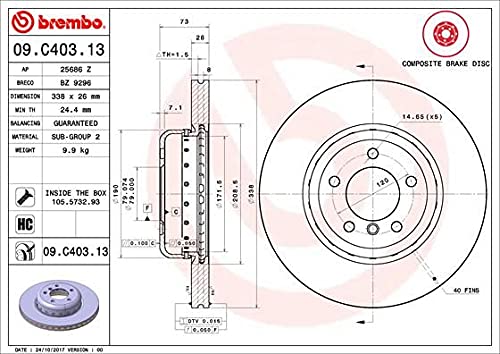 Brembo 09.C403.13 - Zweiteilige Scheiben (1 Bremsscheibe pro Verpackung) - Vordere von Brembo